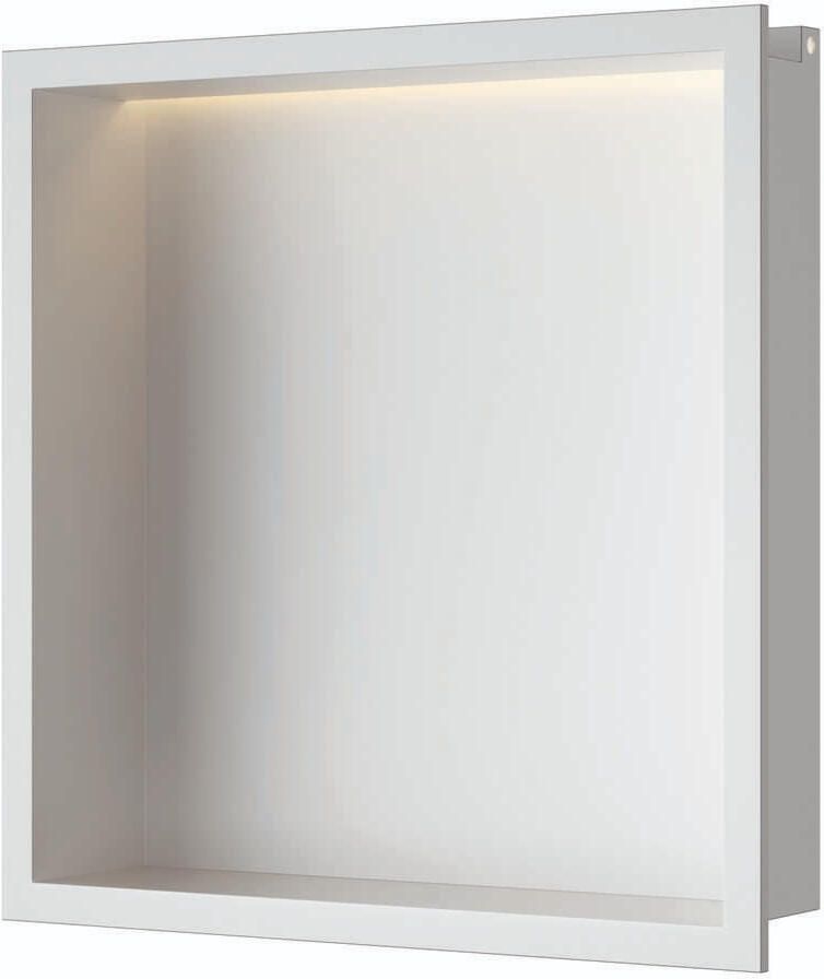 Luca Sanitair Inbouwnis Nissen 30x30x6 5cm Met LED Verlichting 3000K RVS Mat Wit