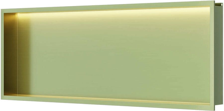 Luca Sanitair Inbouwnis Nissen 90x30x6 5cm Met LED Verlichting 3000K RVS Champagne Goud PVD