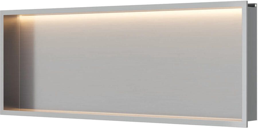 Brauer Brushed Carving thermostatische inbouw badkraan met drukknoppen SET 04 met badvulcombinatie en 3-standen handdouche en doucheslang en wandaansluitbocht RVS geborsteld PVD