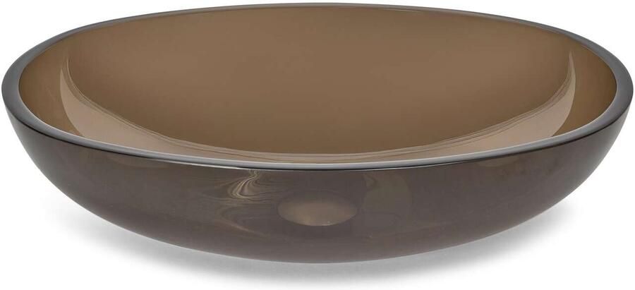 Luca Sanitair Opzetwastafel Luca Vetro Ovaal 49x36x12.5 Glas (Binnen- & Buitenkant Glans) Incl. Wastafelhouder Bronze Glossy