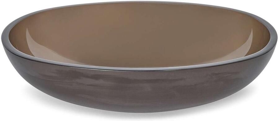 Luca Sanitair Opzetwastafel Luca Vetro Ovaal 49x36x12.5 Glas (Binnenkant Glans Buitenkant Mat) Incl. Wastafelhouder Bronze Matt