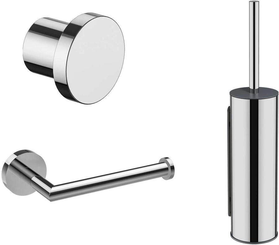 Luca Sanitair Toilet Accessoire Set Accessoires Met Rolhouder Borstelhouder En Haak RVS Chroom