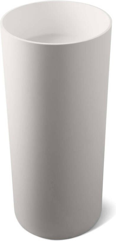 Luca sanitair Wastafel Staand Vado Rond Met Vloer Afvoer 40x40x90 cm Solid Surface Mat Wit