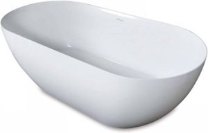 Luca Vrijstaand Ligbad Sanitair Vasca 175x80x58 cm Mineraal Marmer Glans Wit (inclusief afvoer en sifon)