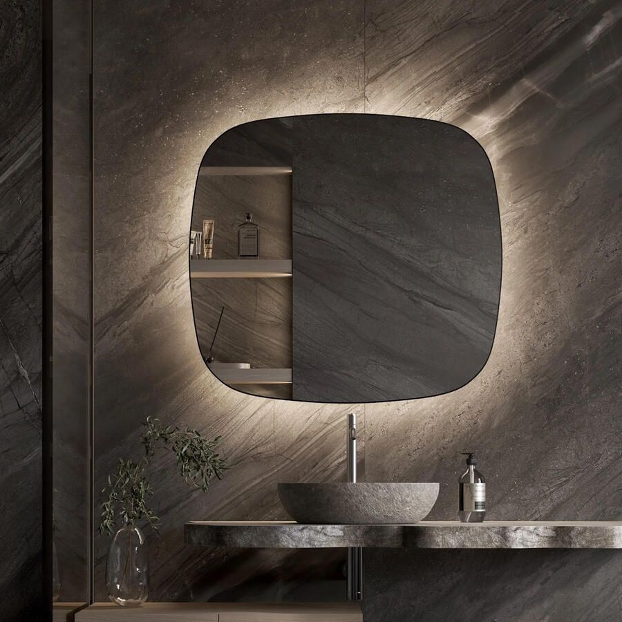 Martens & Meijer Spiegel Lima Organisch 100x100 cm met Indirecte Verlichting Rondom Incl. Verwarming & Dimbare Sensor