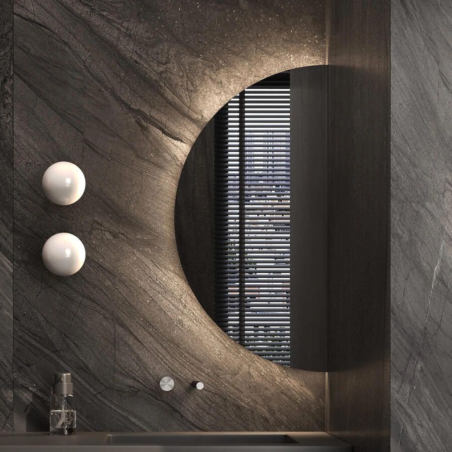 Martens & Meijer Toiletspiegel Sun 40x80 cm Incl. Indirecte Verlichting Ronde Zijde Beide Kanten te Bevestigen