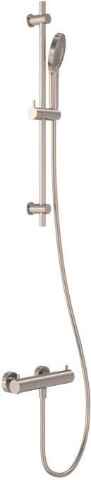 MAY Doucheset Opbouw met Thermostaat Incl. Glijstang Doucheslang 150 cm & 3-Standen Handdouche Geborsteld Nickel PVD