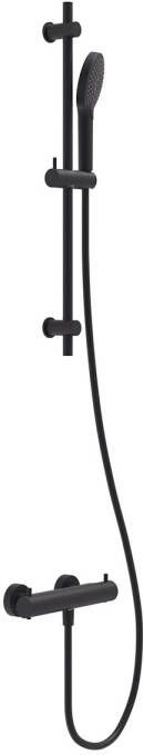 MAY Doucheset Opbouw met Thermostaat Incl. Glijstang Doucheslang 150 cm & 3-Standen Handdouche Mat Zwart PED