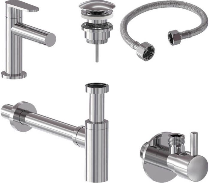 MAY Fonteinkraan Combiset+ Forma S Model Fonteinkraan Designplug Always Open Designsifon & Hoekstopkraan Chroom