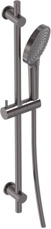 MAY Glijstangset Met 3-Standen Handdouche Doucheslang en Glijstang 70 cm Geborsteld Carbon Black PVD