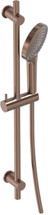 MAY Glijstangset Met 3-Standen Handdouche Doucheslang en Glijstang 70 cm Geborsteld Mat Koper PVD