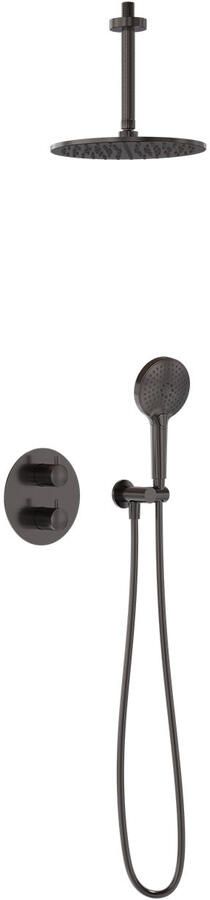 MAY Thermostatische Inbouwdoucheset Plafond Inbouw Geborsteld Carbon Black Pvd