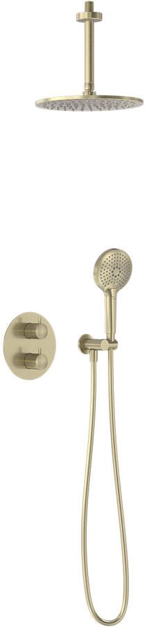 MAY Thermostatische Inbouwdoucheset Plafond Inbouw Geborsteld Mat Goud Pvd