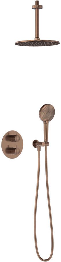 MAY Thermostatische Inbouwdoucheset Plafond Inbouw Geborsteld Mat Koper Pvd