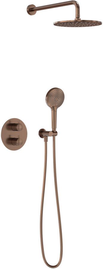 MAY Thermostatische Inbouwdoucheset Wandarm Inbouw Geborsteld Mat Koper Pvd