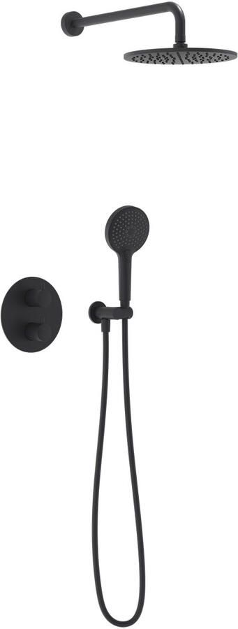 MAY Thermostatische Inbouwdoucheset Wandarm Inbouw Mat Zwart Ped
