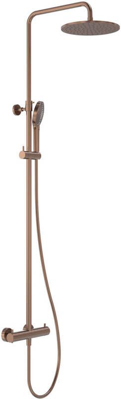 MAY Regendoucheset Opbouw met Thermostaat Incl. 3-Standen Handdouche & Hoofddouche 25 cm Geborsteld Mat Koper PVD
