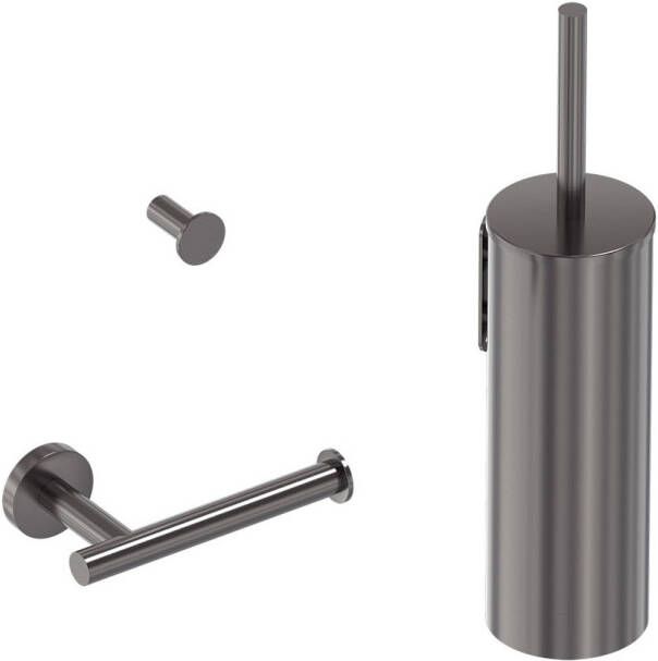 MAY Toiletaccessoire Set 3-in-1 Geborsteld Carbon Black PVD