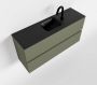 Mondiaz ADA Toiletmeubel 100x30x50cm met 1 kraangaten 2 lades army mat Wastafel Lex midden Solid Surface Zwart FK75342190 - Thumbnail 1