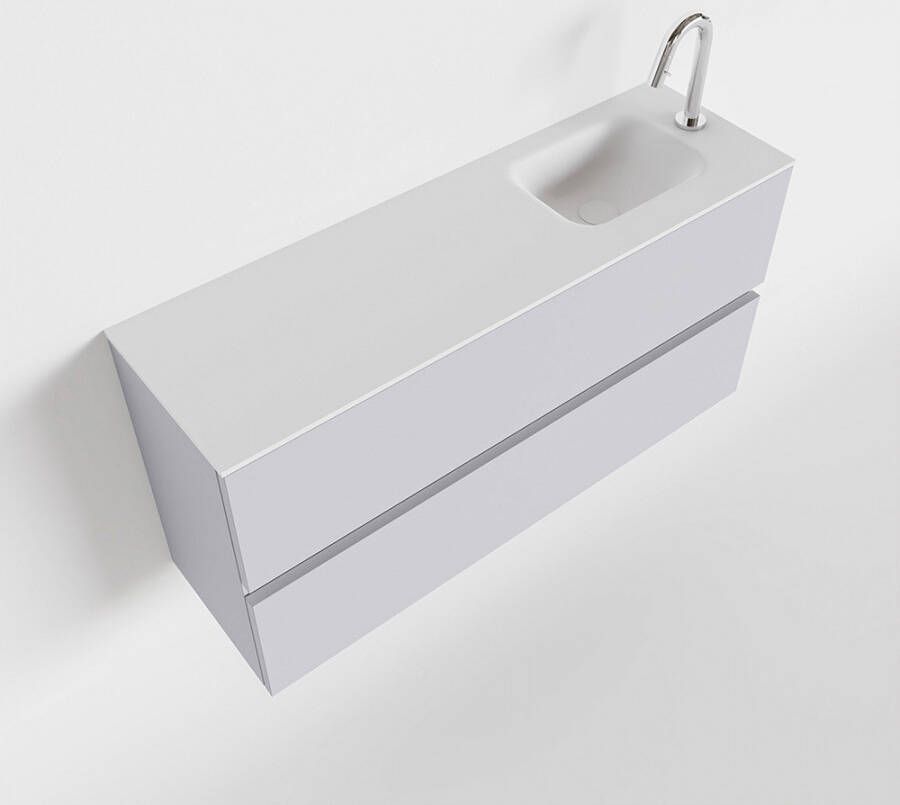 Mondiaz ADA Toiletmeubel 100x30x50cm met 1 kraangaten 2 lades cale mat Wastafel Lex rechts Solid Surface Wit FK75341962