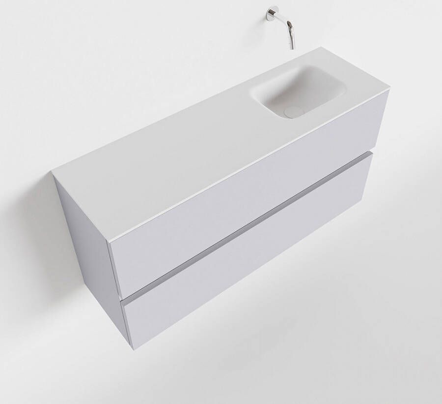 Mondiaz ADA Toiletmeubel 100x30x50cm met 0 kraangaten 2 lades cale mat Wastafel Lex rechts Solid Surface Wit FK75341963