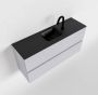 Mondiaz ADA Toiletmeubel 100x30x50cm met 1 kraangaten 2 lades cale mat Wastafel Lex midden Solid Surface Zwart FK75342306 - Thumbnail 1