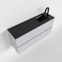 Mondiaz ADA Toiletmeubel 100x30x50cm met 1 kraangaten 2 lades cale mat Wastafel Lex rechts Solid Surface Zwart FK75342310 - Thumbnail 1