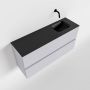 Mondiaz ADA Toiletmeubel 100x30x50cm met 0 kraangaten 2 lades cale mat Wastafel Lex rechts Solid Surface Zwart FK75342311 - Thumbnail 1