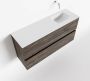 Mondiaz ADA Toiletmeubel 100x30x50cm 0 kraangaten 2 lades dark brown mat wasbak rechts Solid surface Wit FK75342021 - Thumbnail 1