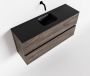 Mondiaz ADA Toiletmeubel 100x30x50cm met 0 kraangaten 2 lades dark brown mat Wastafel Lex midden Solid Surface Zwart FK75342365 - Thumbnail 1