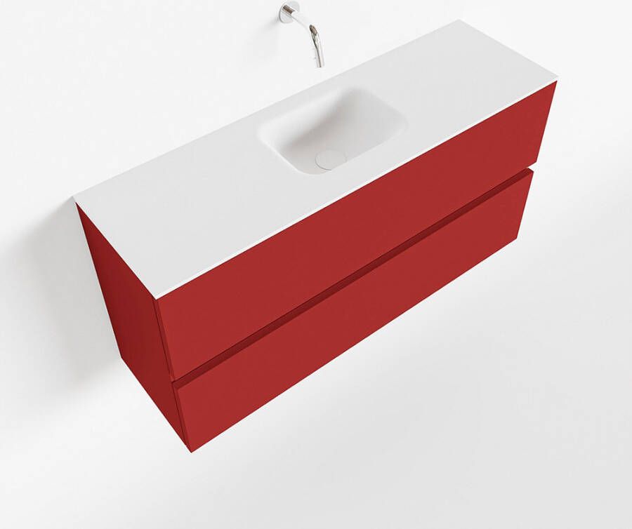Mondiaz ADA Toiletmeubel 100x30x50cm met 0 kraangaten 2 lades fire mat Wastafel Lex midden Solid Surface Wit FK75341901
