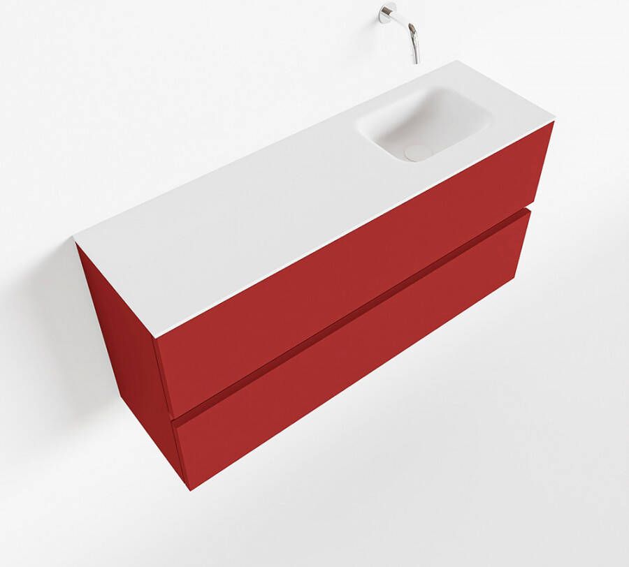 Mondiaz ADA Toiletmeubel 100x30x50cm met 0 kraangaten 2 lades fire mat Wastafel Lex rechts Solid Surface Wit FK75341905