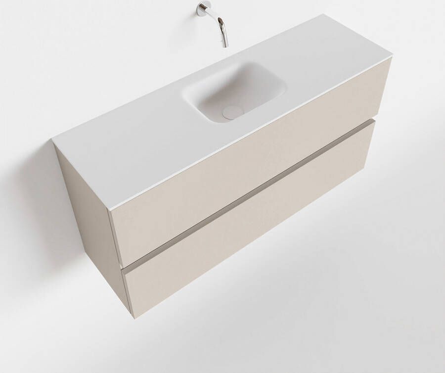Mondiaz ADA Toiletmeubel 100x30x50cm met 0 kraangaten 2 lades linen mat Wastafel Lex midden Solid Surface Wit FK75341930