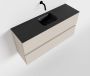 Mondiaz ADA Toiletmeubel 100x30x50cm met 0 kraangaten 2 lades linen mat Wastafel Lex midden Solid Surface Zwart FK75342278 - Thumbnail 1