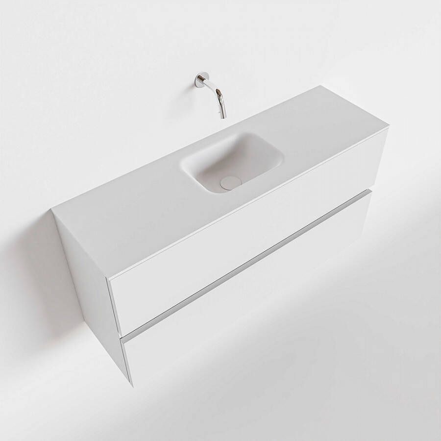 Mondiaz ADA Toiletmeubel 100x30x50cm met 0 kraangaten 2 lades talc mat Wastafel Lex midden Solid Surface Wit FK75341727
