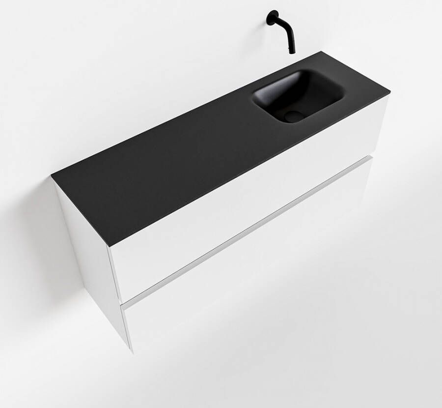 Mondiaz ADA Toiletmeubel 100x30x50cm met 0 kraangaten 2 lades talc mat Wastafel Lex rechts Solid Surface Zwart FK75342079