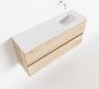 Mondiaz ADA Toiletmeubel 100x30x50cm met 0 kraangaten 2 lades washed oak mat Wastafel Lex rechts Solid Surface Wit FK75341992 - Thumbnail 1