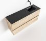 Mondiaz ADA Toiletmeubel 100x30x50cm met 0 kraangaten 2 lades washed oak mat Wastafel Lex rechts Solid Surface Zwart FK75342340 - Thumbnail 1