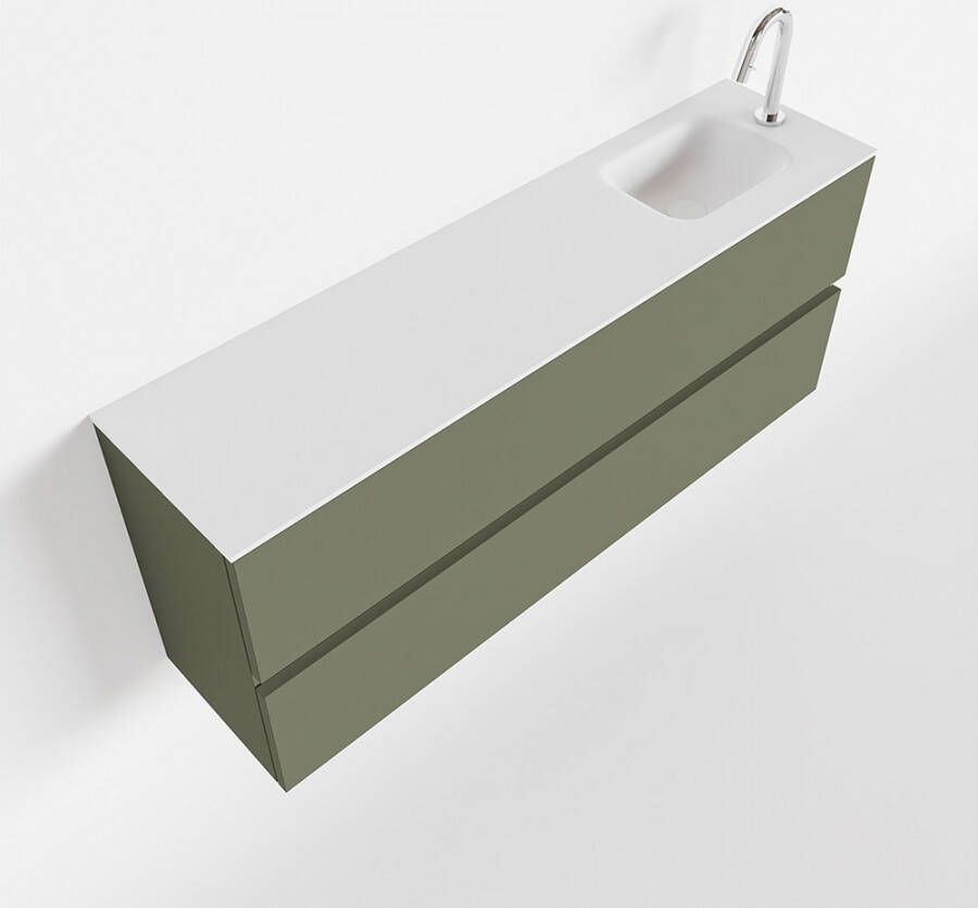 Mondiaz ADA Toiletmeubel 120x30x50cm met 1 kraangaten 2 lades army mat Wastafel Lex rechts Solid Surface Wit FK75341852