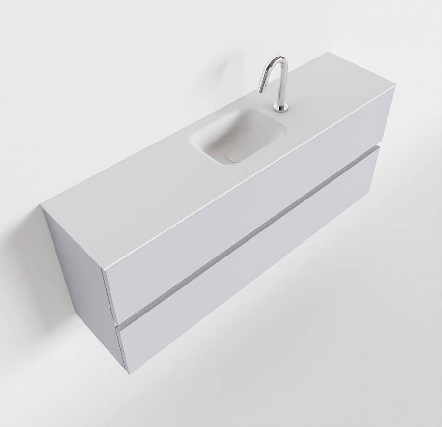 Mondiaz ADA Toiletmeubel 120x30x50cm met 1 kraangaten 2 lades cale mat Wastafel Lex midden Solid Surface Wit FK75341964