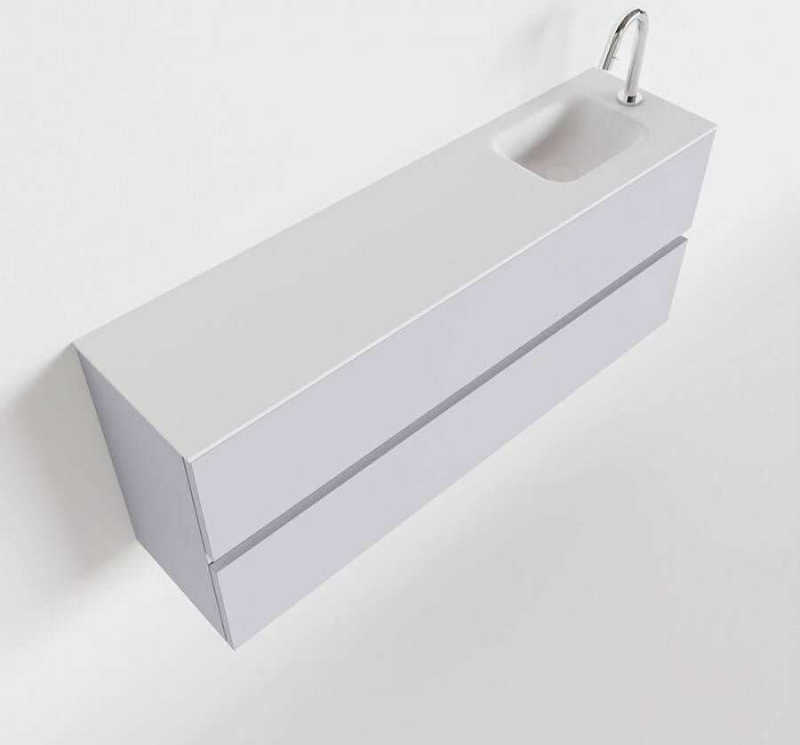 Mondiaz ADA Toiletmeubel 120x30x50cm met 1 kraangaten 2 lades cale mat Wastafel Lex rechts Solid Surface Wit FK75341968