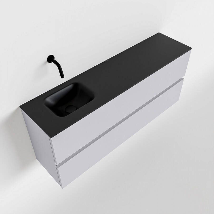 Mondiaz ADA Toiletmeubel 120x30x50cm met 0 kraangaten 2 lades cale mat Wastafel Lex links Solid Surface Zwart FK75342315