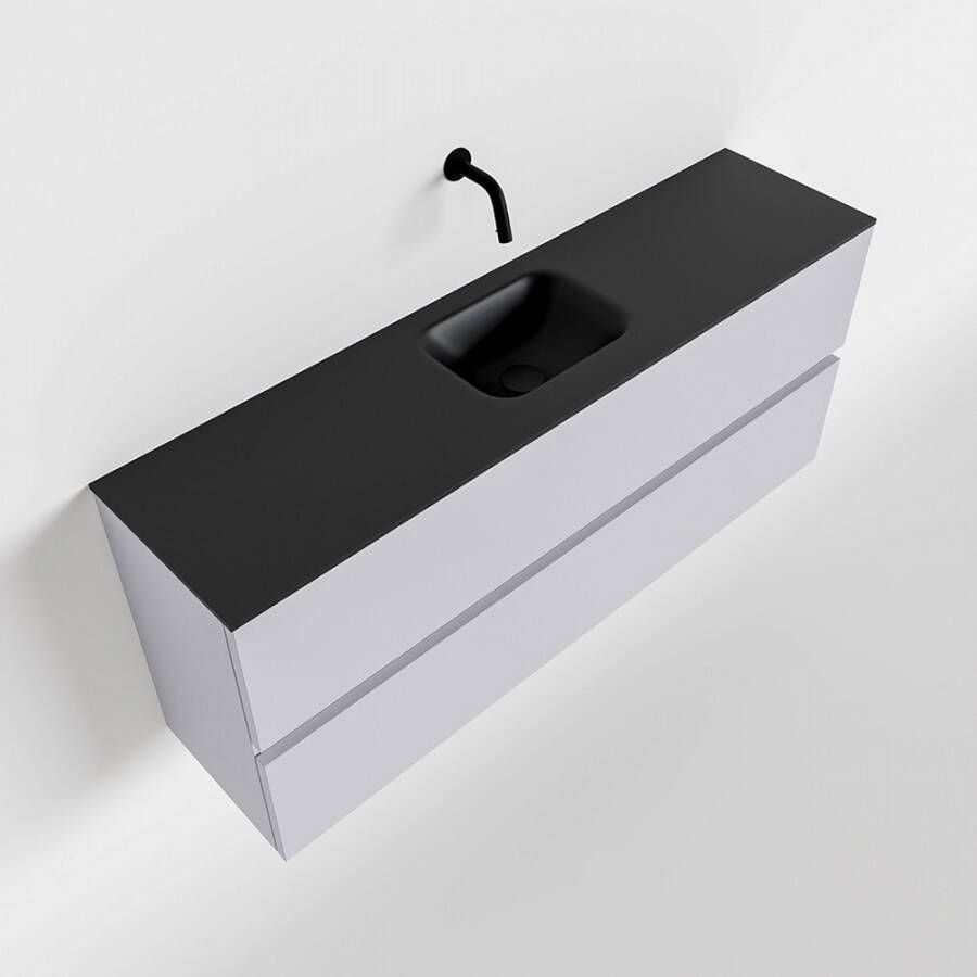 Mondiaz ADA Toiletmeubel 120x30x50cm met 0 kraangaten 2 lades cale mat Wastafel Lex midden Solid Surface Zwart FK75342313
