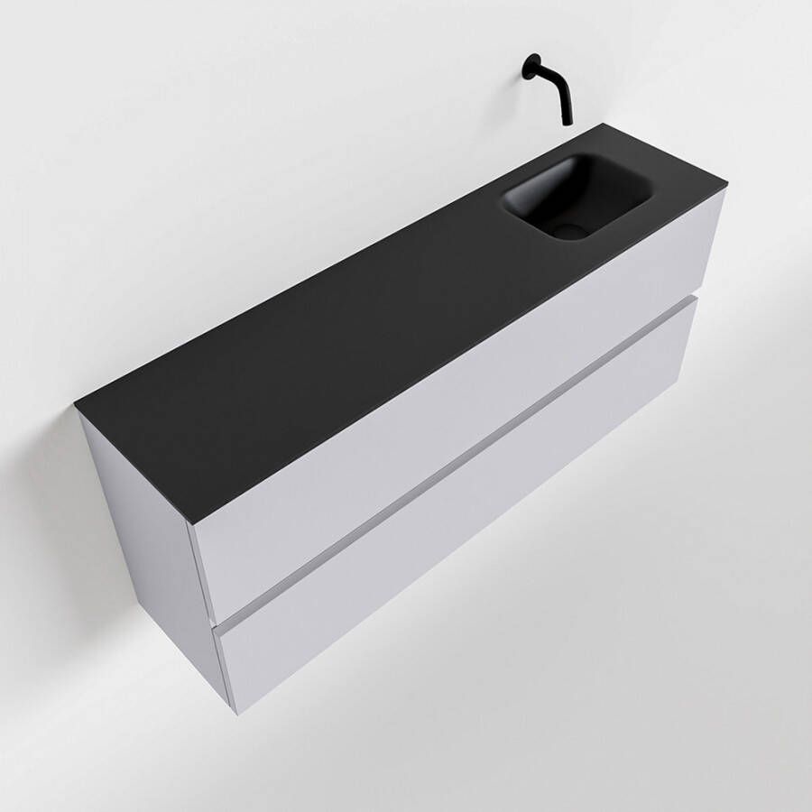 Mondiaz ADA Toiletmeubel 120x30x50cm met 0 kraangaten 2 lades cale mat Wastafel Lex rechts Solid Surface Zwart FK75342317