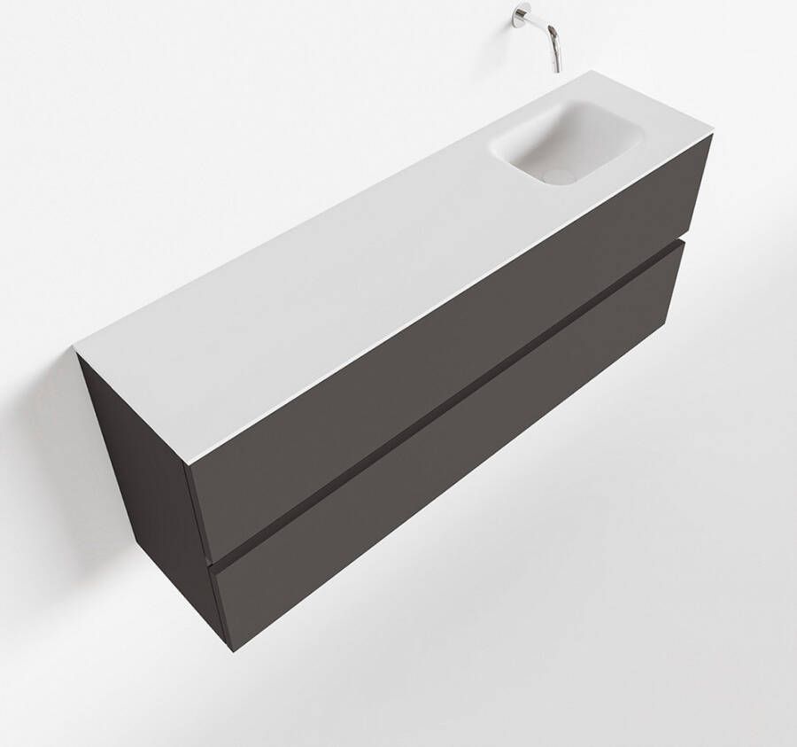Mondiaz ADA Toiletmeubel 120x30x50cm met 0 kraangaten 2 lades dark grey mat Wastafel Lex rechts Solid Surface Wit FK75341795