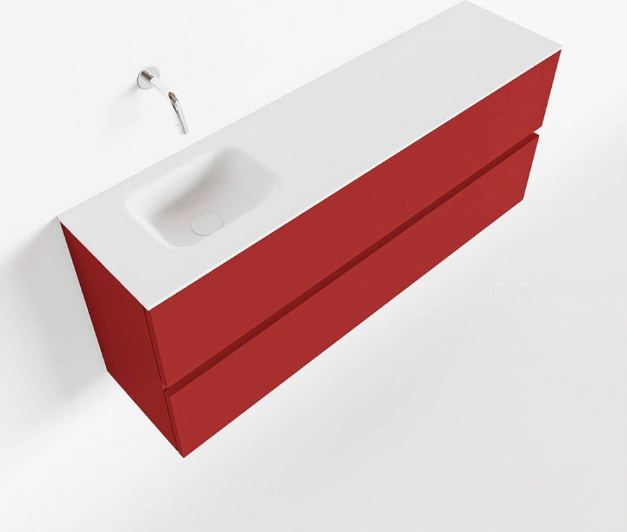 Mondiaz ADA Toiletmeubel 120x30x50cm met 0 kraangaten 2 lades fire mat Wastafel Lex links Solid Surface Wit FK75341909
