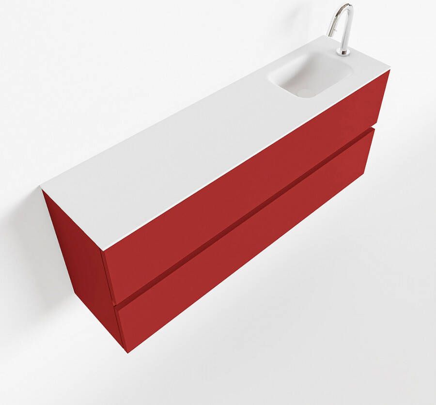 Mondiaz ADA Toiletmeubel 120x30x50cm met 1 kraangaten 2 lades fire mat Wastafel Lex rechts Solid Surface Wit FK75341910