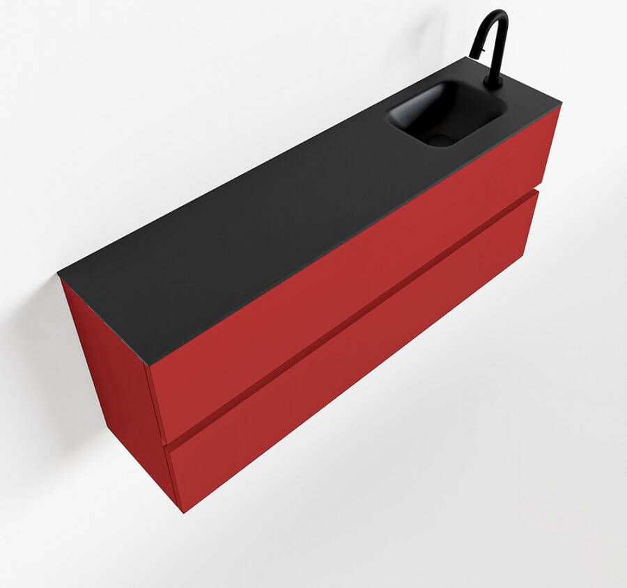 Mondiaz ADA Toiletmeubel 120x30x50cm met 1 kraangaten 2 lades fire mat Wastafel Lex rechts Solid Surface Zwart FK75342258