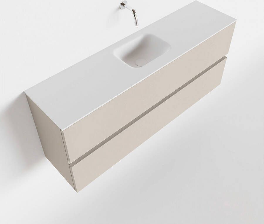 Mondiaz ADA Toiletmeubel 120x30x50cm met 0 kraangaten 2 lades linen mat Wastafel Lex midden Solid Surface Wit FK75341936