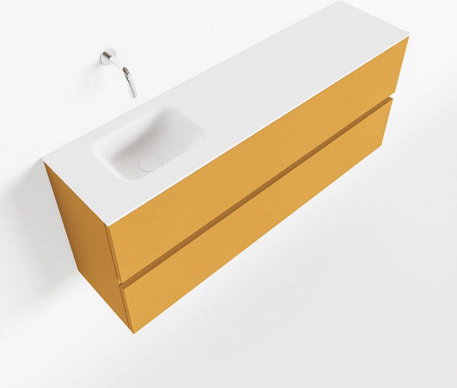 Mondiaz ADA Toiletmeubel 120x30x50cm met 0 kraangaten 2 lades ocher mat Wastafel Lex links Solid Surface Wit FK75341880